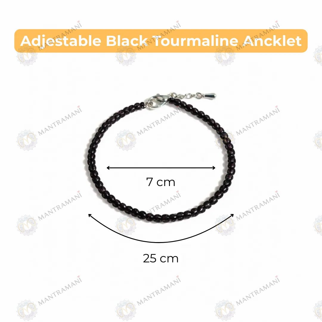 MantraMani Black Obsidian Anklet - Energized Vedic Gemstone Jewelry - MantraMani