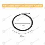 MantraMani Natural Black Tourmaline Anklet - Energized Vedic Gemstone Jewelry - MantraMani