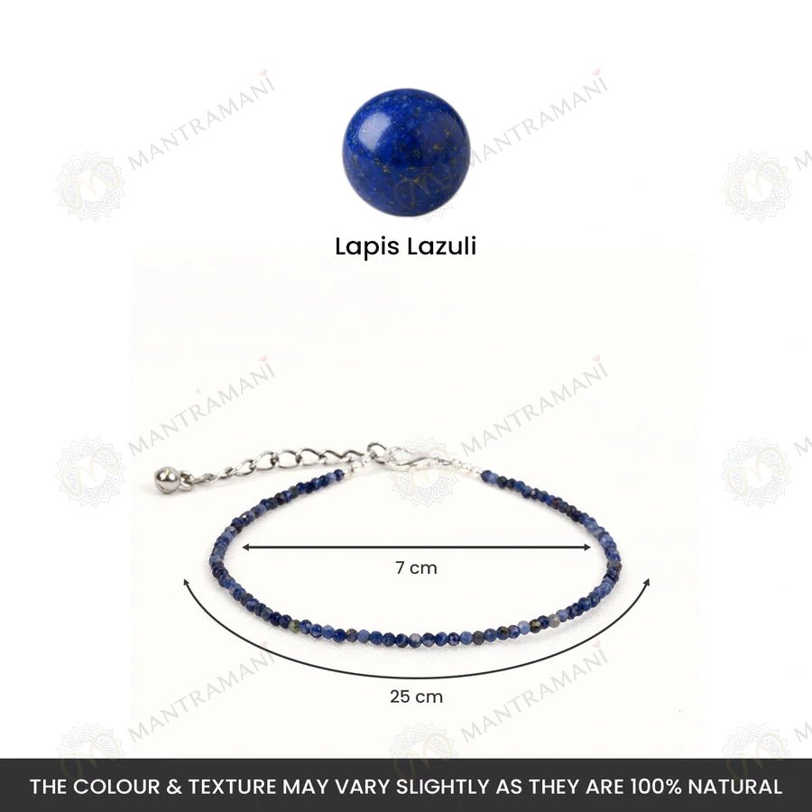 MantraMani Lapis Lazuli Anklet: Enhancing Intuition and Spiritual Awareness - Energized Vedic Gemstone Jewelry - MantraMani