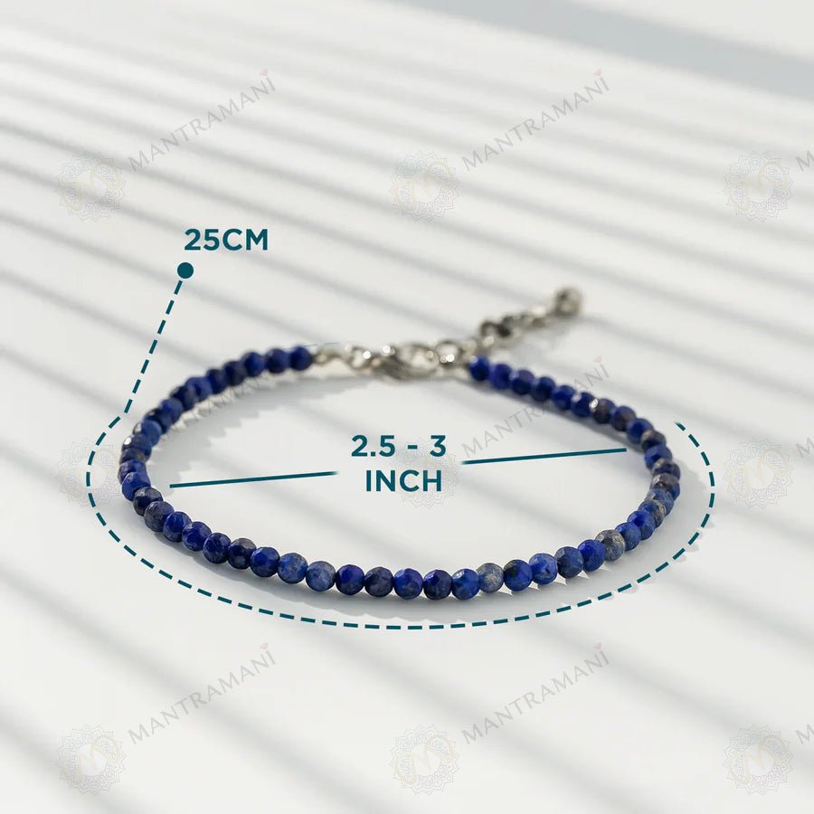 MantraMani Lapis Lazuli Anklet: Enhancing Intuition and Spiritual Awareness - Energized Vedic Gemstone Jewelry - MantraMani