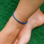 MantraMani Lapis Lazuli Anklet: Enhancing Intuition and Spiritual Awareness - Energized Vedic Gemstone Jewelry - MantraMani