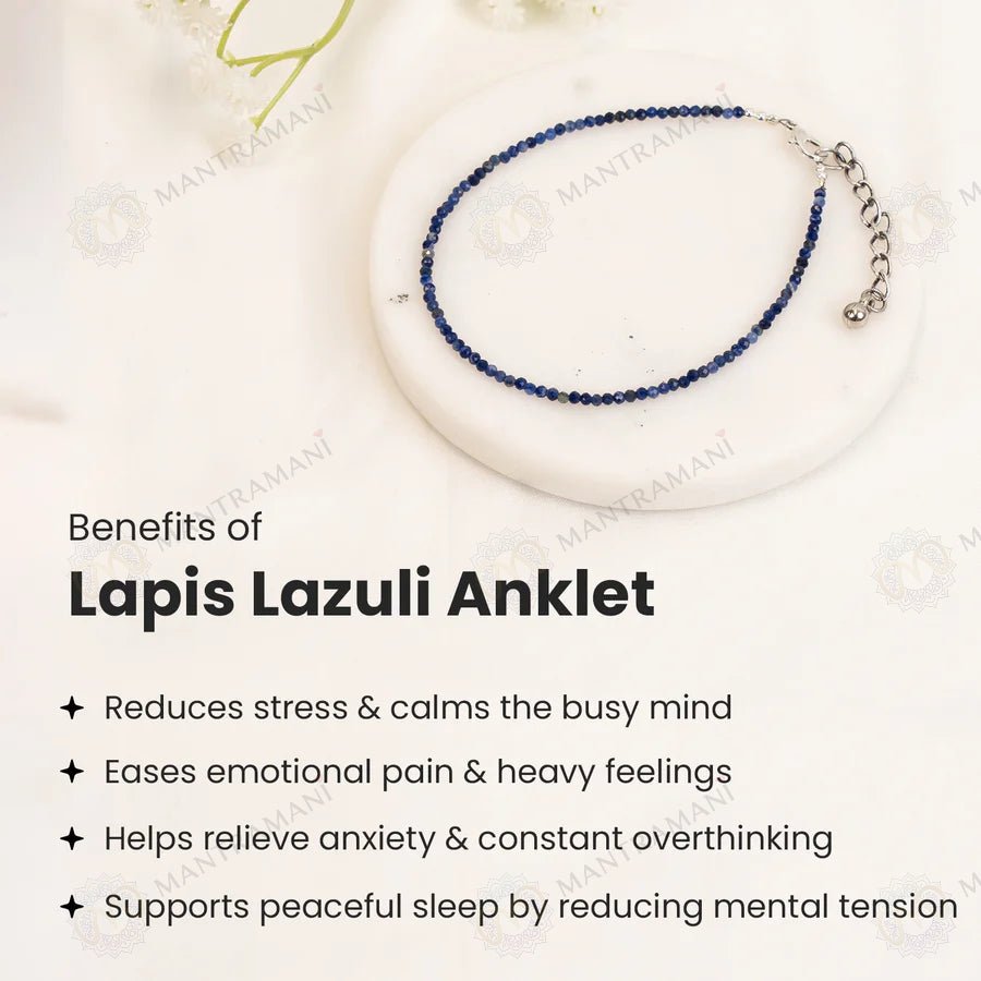 MantraMani Lapis Lazuli Diamond Cut Anklet: Enhancing Intuition and Spiritual Awareness