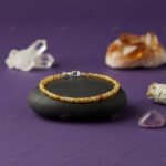MantraMani Sunfire Citrine Anklet 3mm - Energized Vedic Gemstone Jewelry - MantraMani