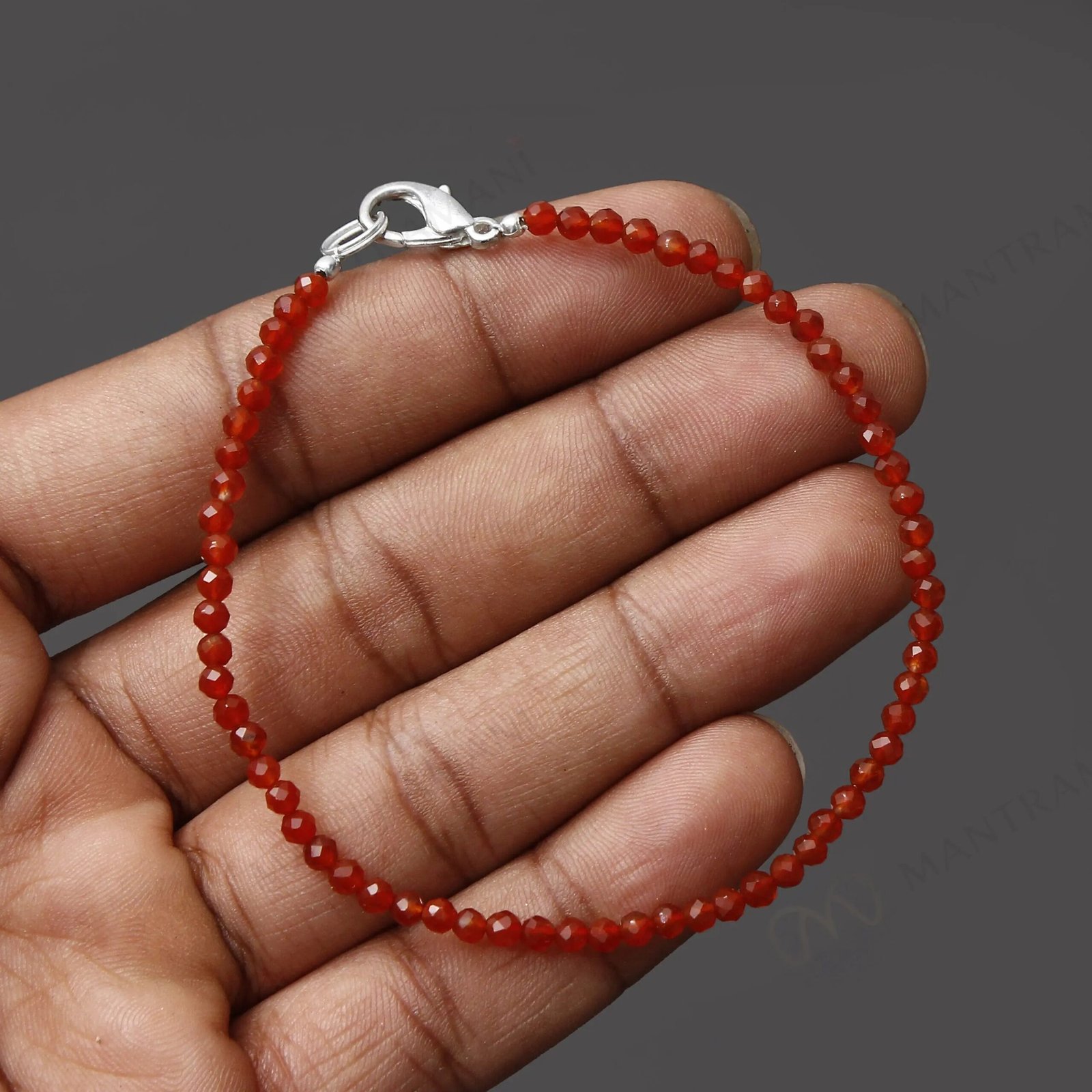 MantraMani Carnelian Anklets: Supports in Achieving Goals - Energized Vedic Gemstone Jewelry - MantraMani