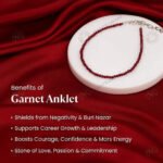 MantraMani Eternal Love Garnet Anklet 3mm - Energized Vedic Gemstone Jewelry - MantraMani