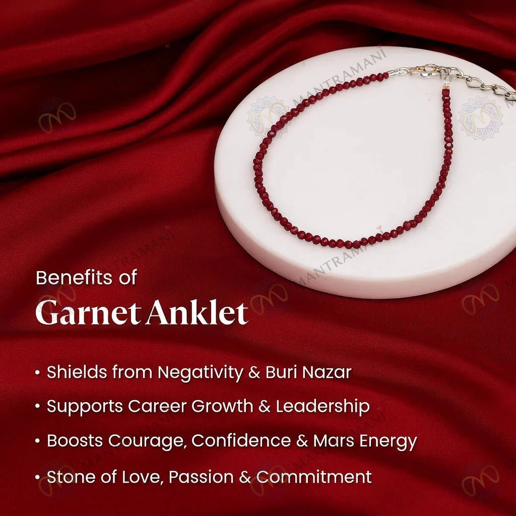 MantraMani Eternal Love Garnet Anklet 3mm – For devotion, compassion & heart healing