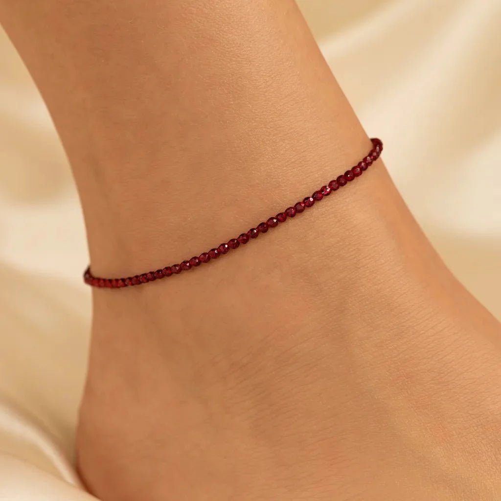 MantraMani Red Garnet Anklet