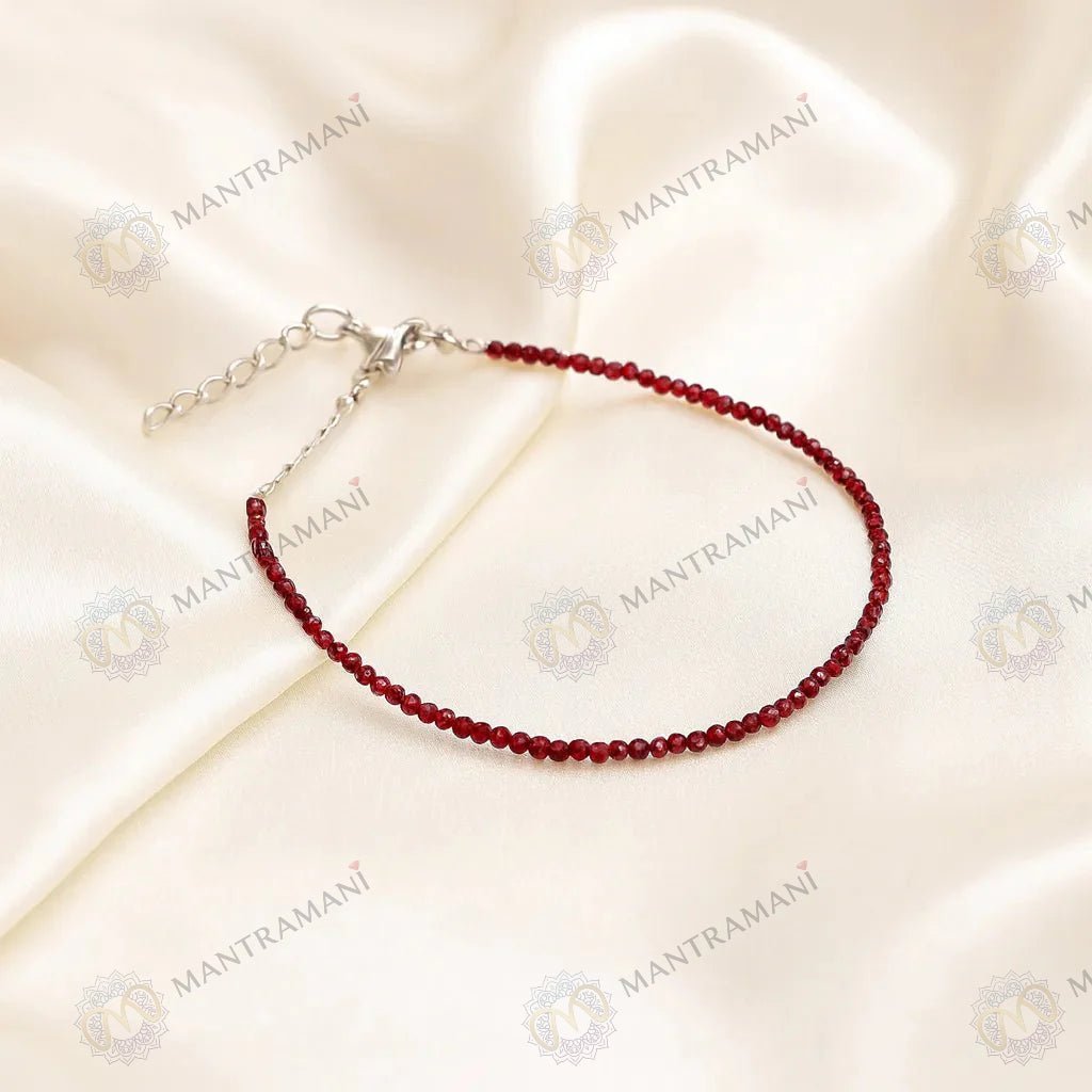 MantraMani Eternal Love Garnet Anklet 3mm - Energized Vedic Gemstone Jewelry - MantraMani