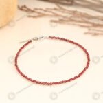 MantraMani Red Garnet Crystal Anklet - Energized Vedic Gemstone Jewelry - MantraMani