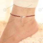 MantraMani Red Garnet Crystal Anklet - Energized Vedic Gemstone Jewelry - MantraMani