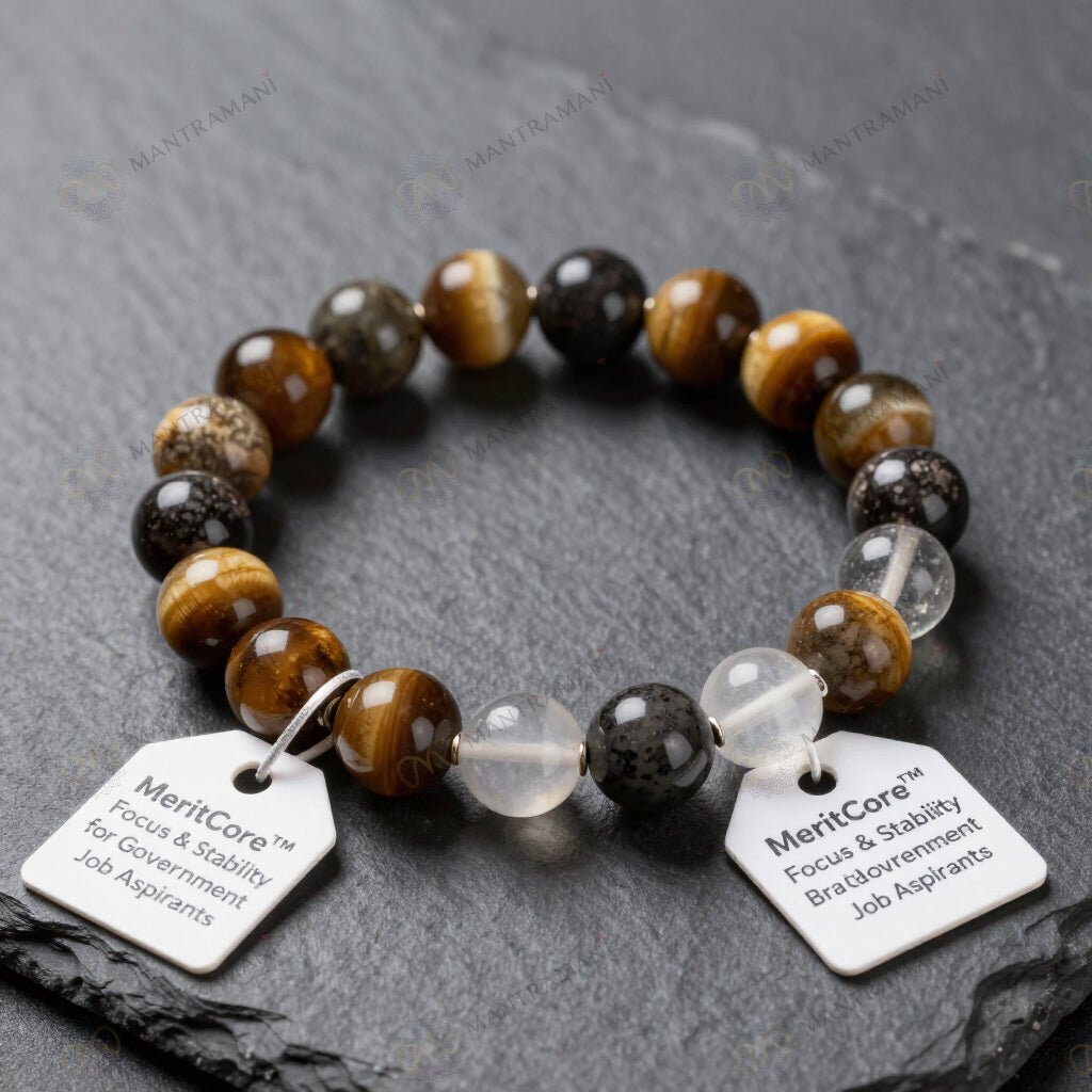 MantraMani MeritCore  Focus & Stability Bracelet for Government Job Aspirants - Energized Vedic Gemstone Jewelry - MantraMani