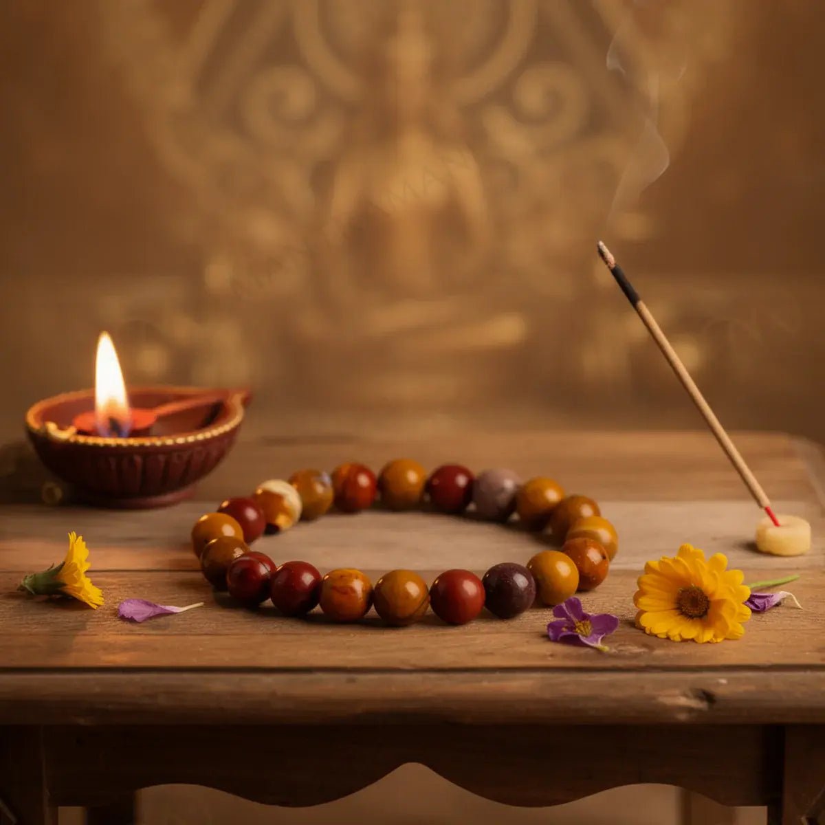 MantraMani Mookaite Jasper Bracelet - Energized Vedic Gemstone Jewelry - MantraMani