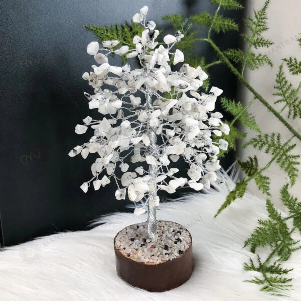 MantraMani Moonstone Crystal Tree for Calm, Stress Relief & Confidence