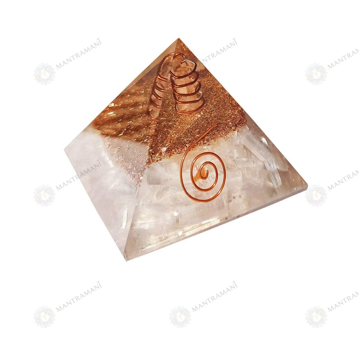 MantraMani Moonstone Orgonite Pyramid - Energized Vedic Gemstone Jewelry - MantraMani