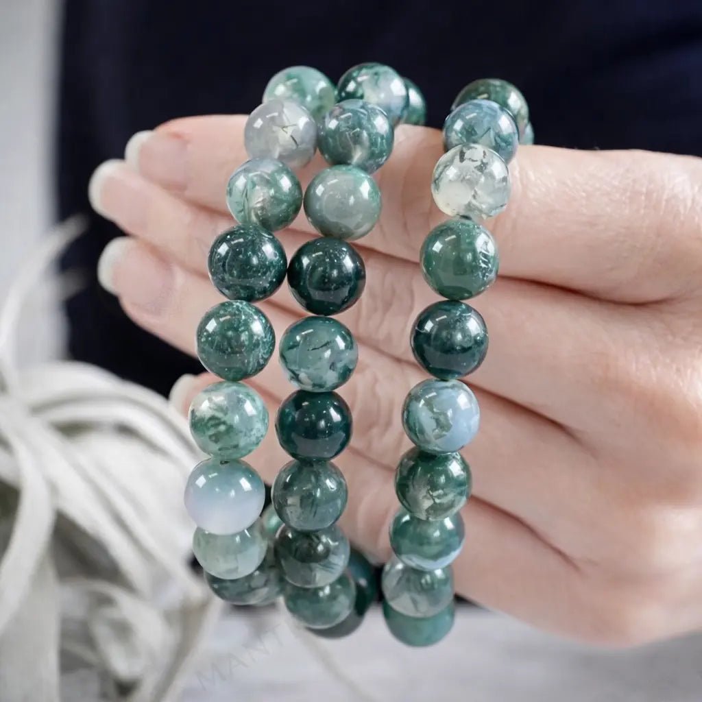MantraMani Moss Agate Bracelet – Abundance, Patience & Nature Energy