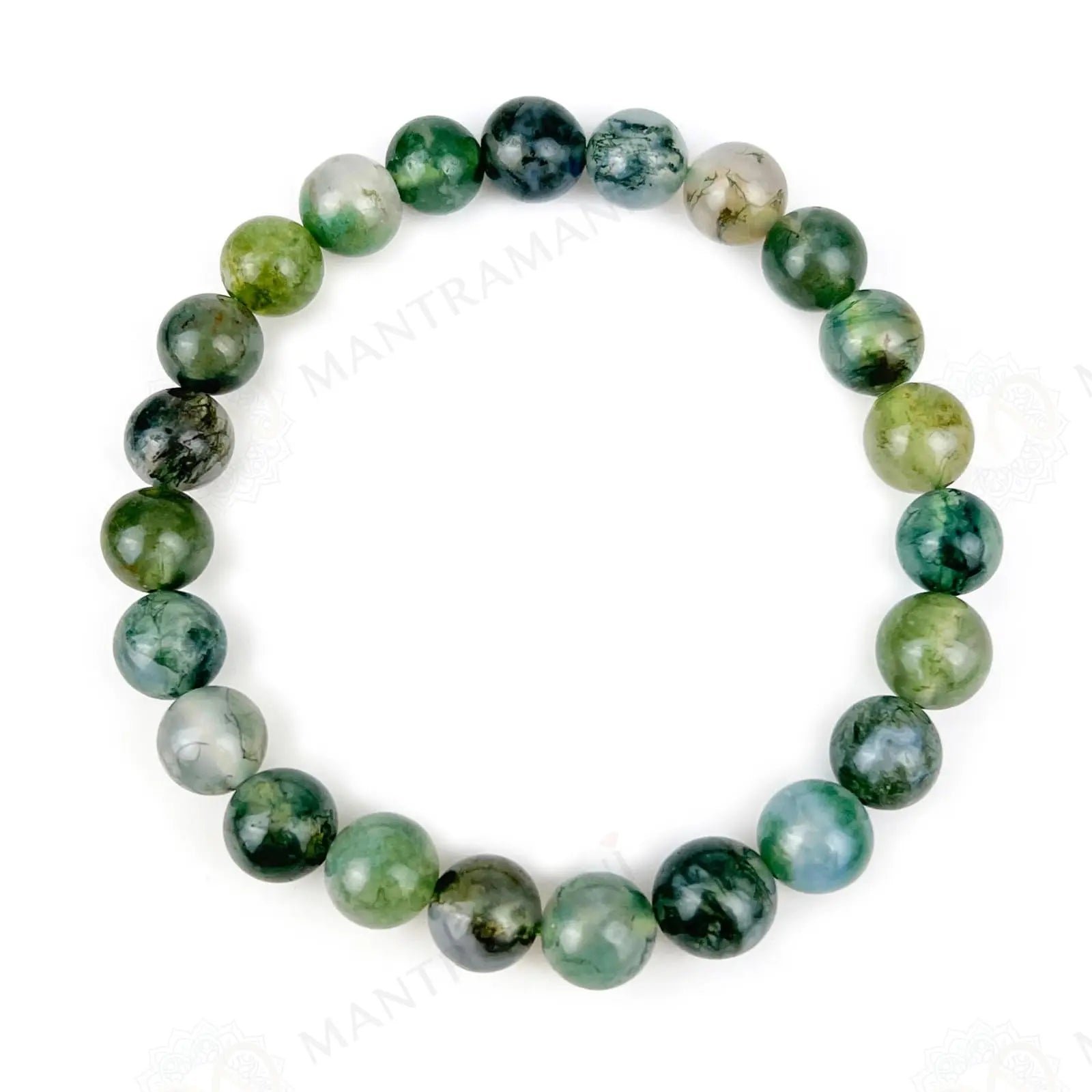 MantraMani Moss Agate Bracelet - Energized Vedic Gemstone Jewelry - MantraMani