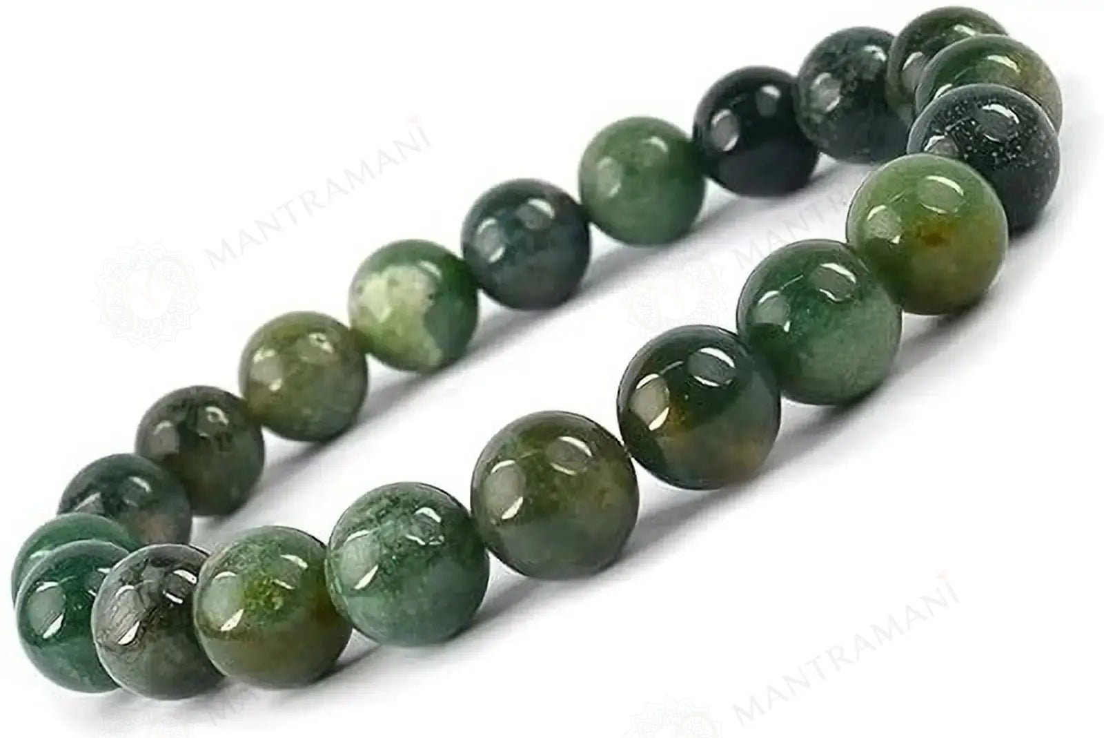 MantraMani Moss Agate Bracelet - Energized Vedic Gemstone Jewelry - MantraMani