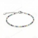 MantraMani Natural Multi Fluorite Anklet - Energized Vedic Gemstone Jewelry - MantraMani