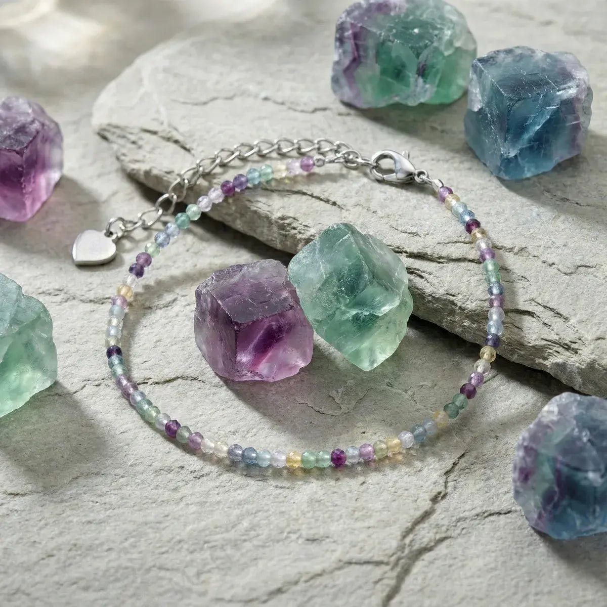 MantraMani Natural Multi Fluorite Anklet