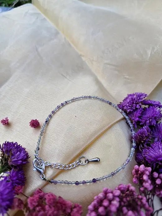 MantraMani Natural Multi Fluorite Anklet - Energized Vedic Gemstone Jewelry - MantraMani