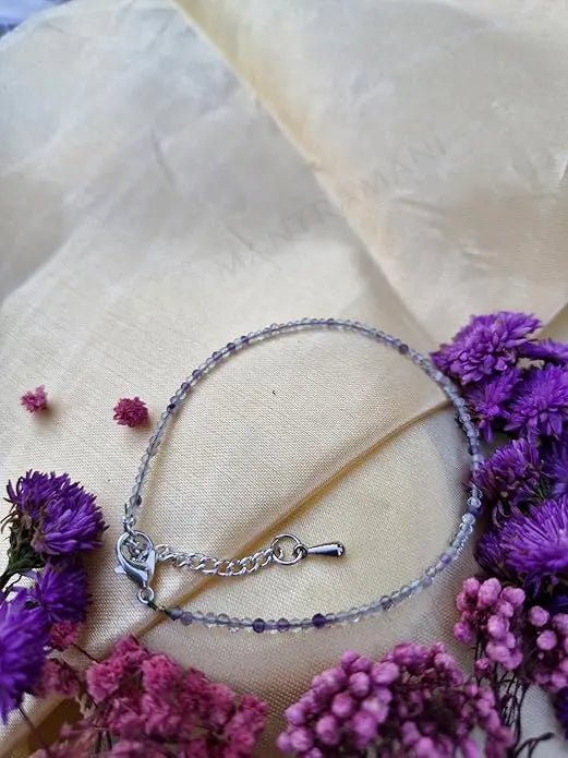 MantraMani Natural Multi Fluorite Anklet - Energized Vedic Gemstone Jewelry - MantraMani