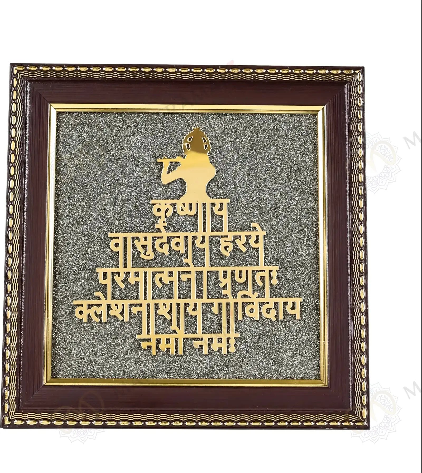 MantraMani Lord Krishna Raw Pyrite Frame - Energized Vedic Gemstone Jewelry - MantraMani