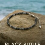 MantraMani Black Rutilated Quartz Anklet - Energized Vedic Gemstone Jewelry - MantraMani