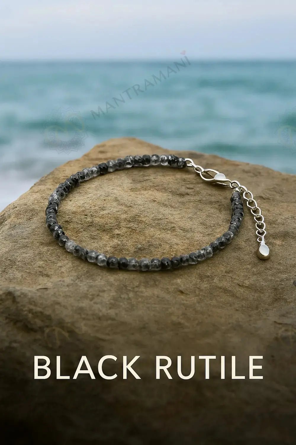 MantraMani Black Rutilated Quartz Anklet