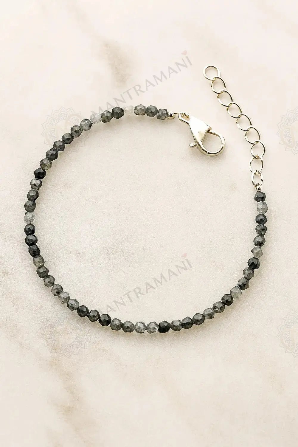 MantraMani Black Rutilated Quartz Anklet - Energized Vedic Gemstone Jewelry - MantraMani
