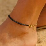 MantraMani Black Rutilated Quartz Anklet - Energized Vedic Gemstone Jewelry - MantraMani