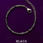 MantraMani Black Rutilated Quartz Anklet - Energized Vedic Gemstone Jewelry - MantraMani