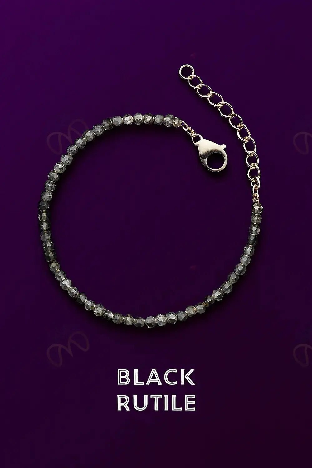 MantraMani Black Rutilated Quartz Anklet - Energized Vedic Gemstone Jewelry - MantraMani