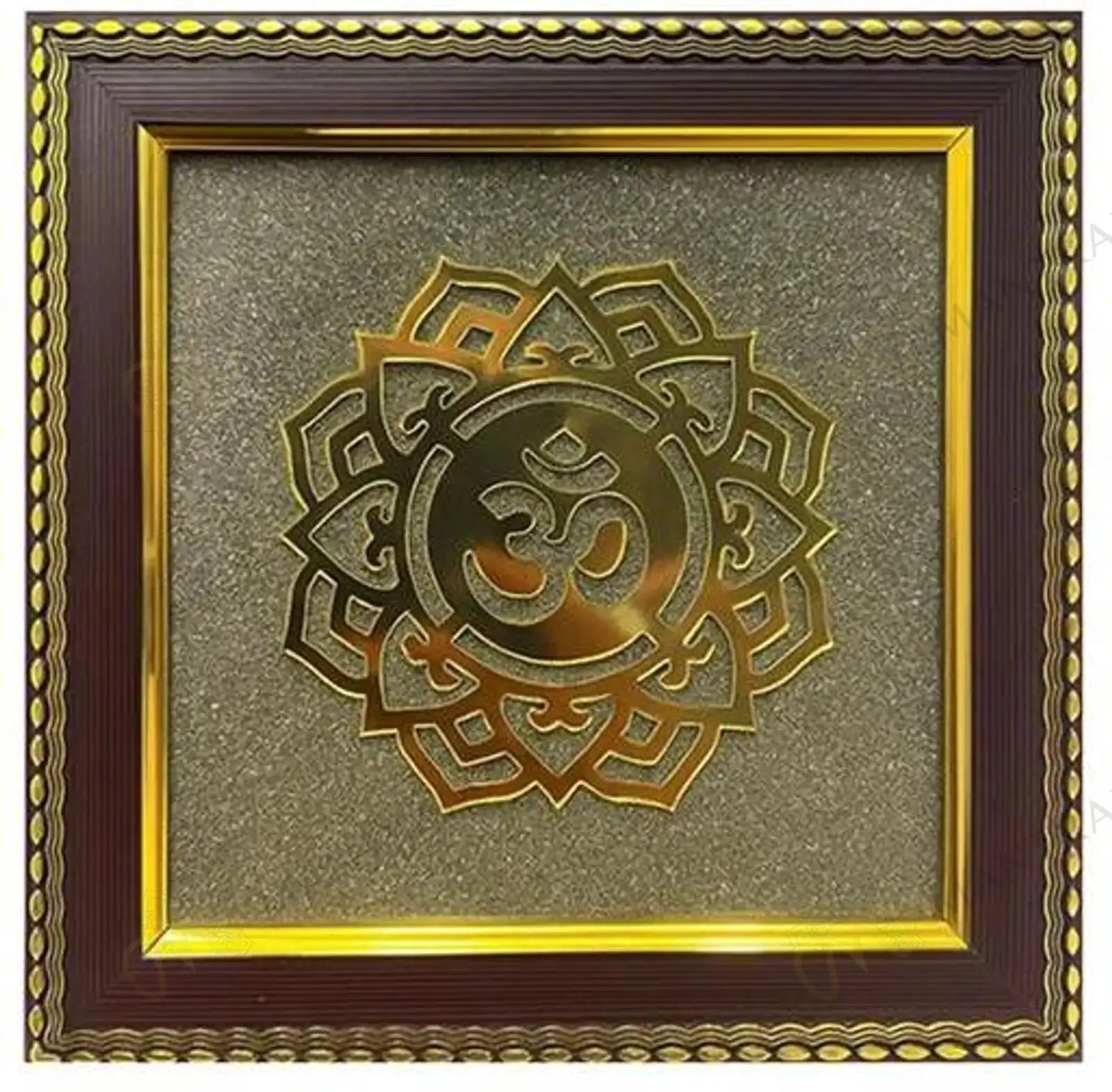 MantraMani Om Symbol Raw Pyrite Frame - Energized Vedic Gemstone Jewelry - MantraMani
