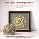 MantraMani Om Symbol Raw Pyrite Frame - Energized Vedic Gemstone Jewelry - MantraMani
