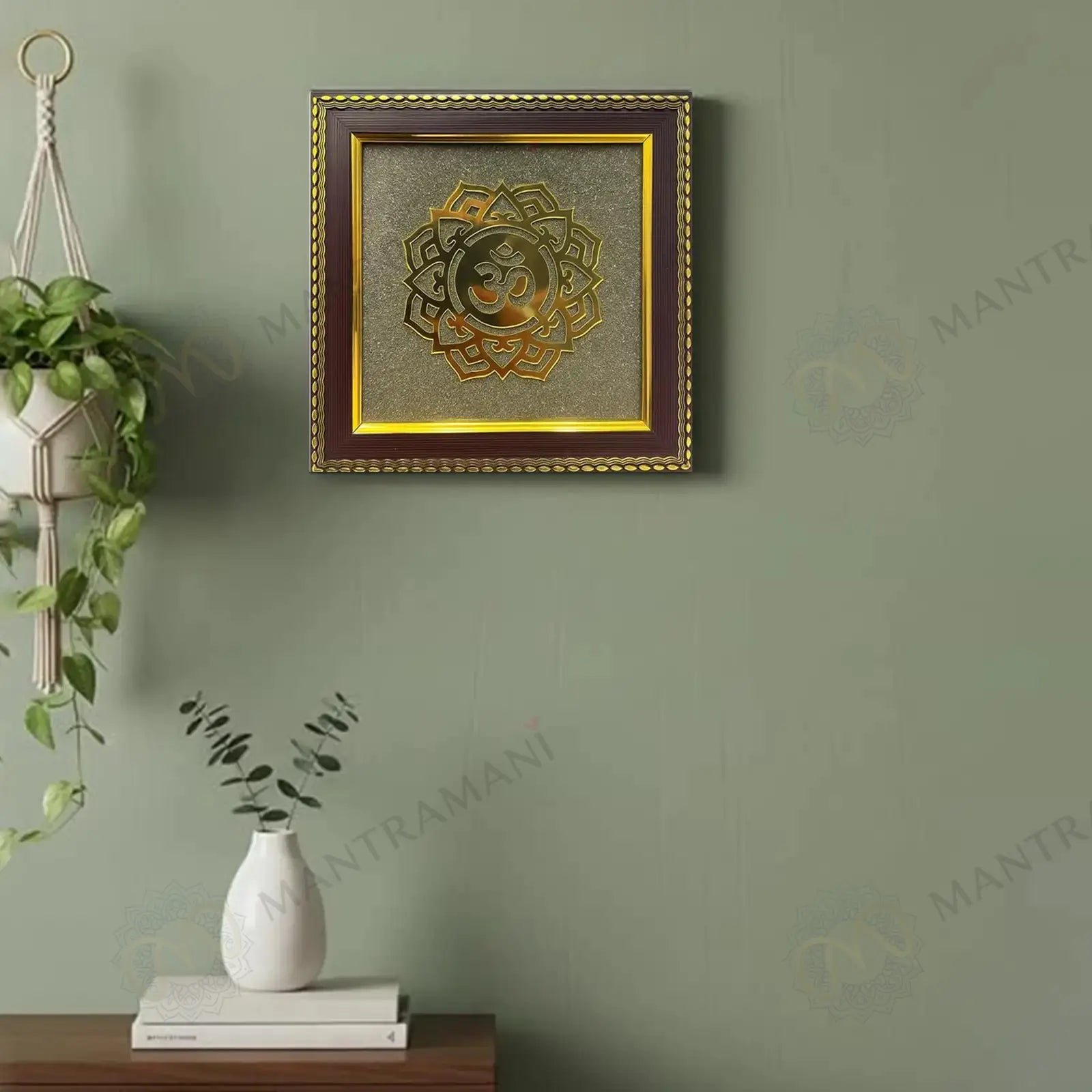 MantraMani Om Symbol Raw Pyrite Frame - Energized Vedic Gemstone Jewelry - MantraMani