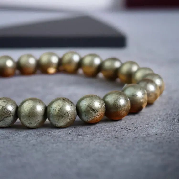 MantraMani Pyrite Bracelet – Wealth, Prosperity & Business Success