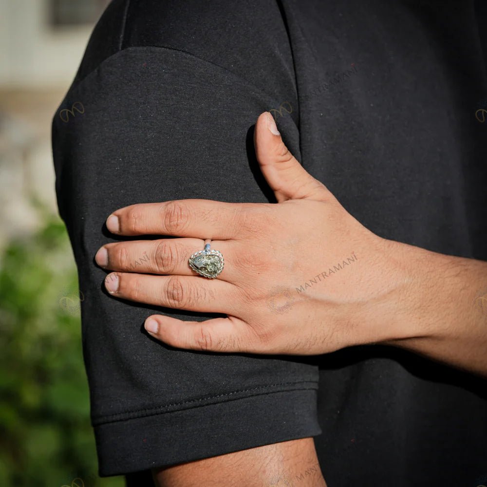 MantraMani Pyrite Ring: Attracts Wealth and Abundance - Energized Vedic Gemstone Jewelry - MantraMani