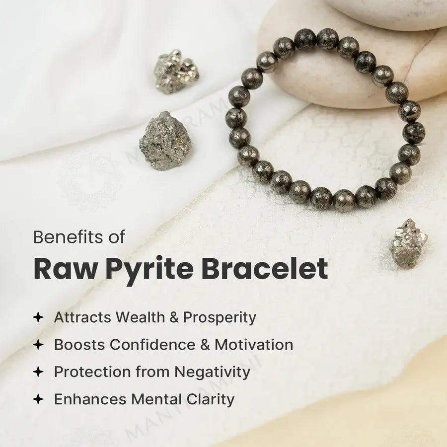 MantraMani Pyrite Bracelet - Energized Vedic Gemstone Jewelry - MantraMani