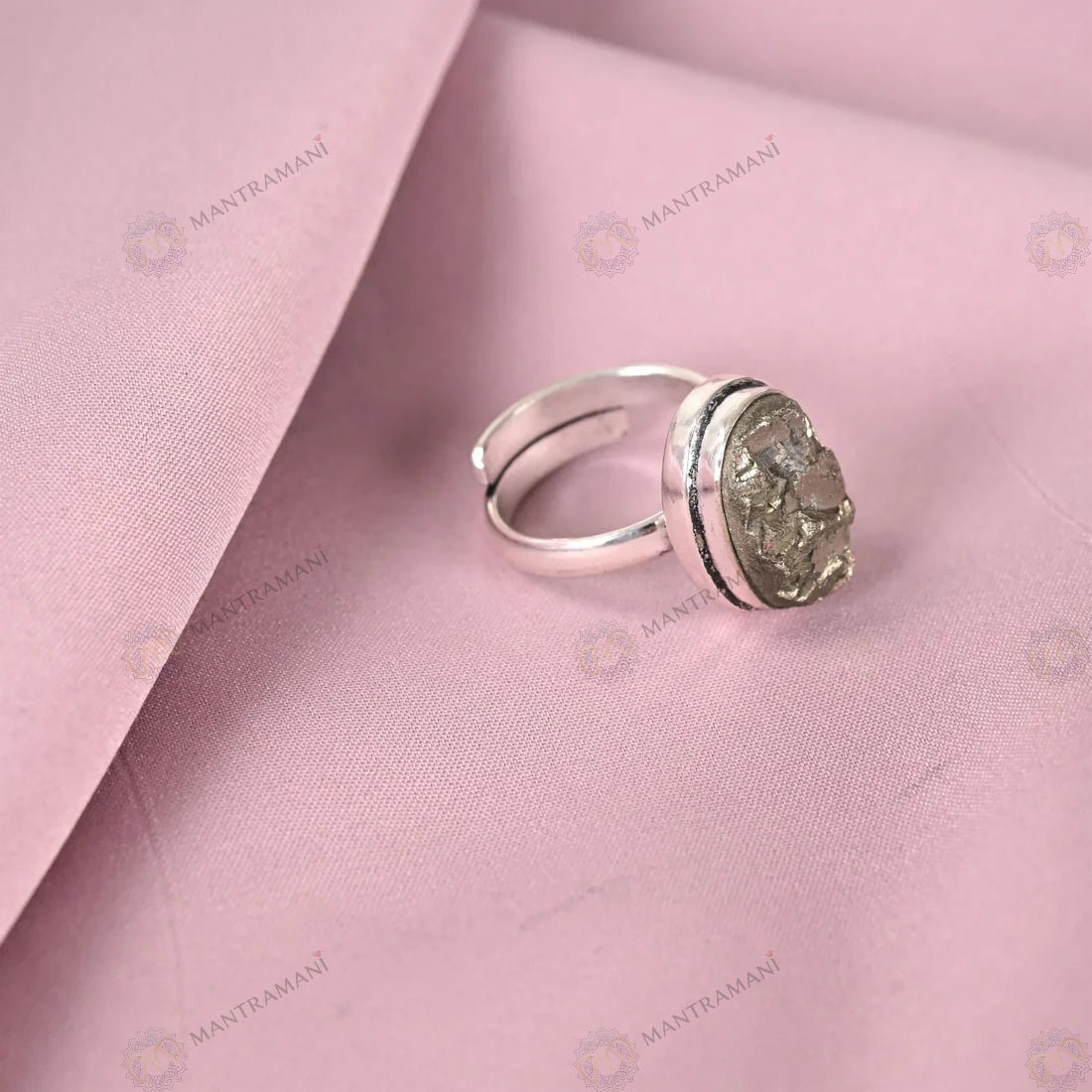 MantraMani Pyrite Ring: Attracts Wealth and Abundance - Energized Vedic Gemstone Jewelry - MantraMani