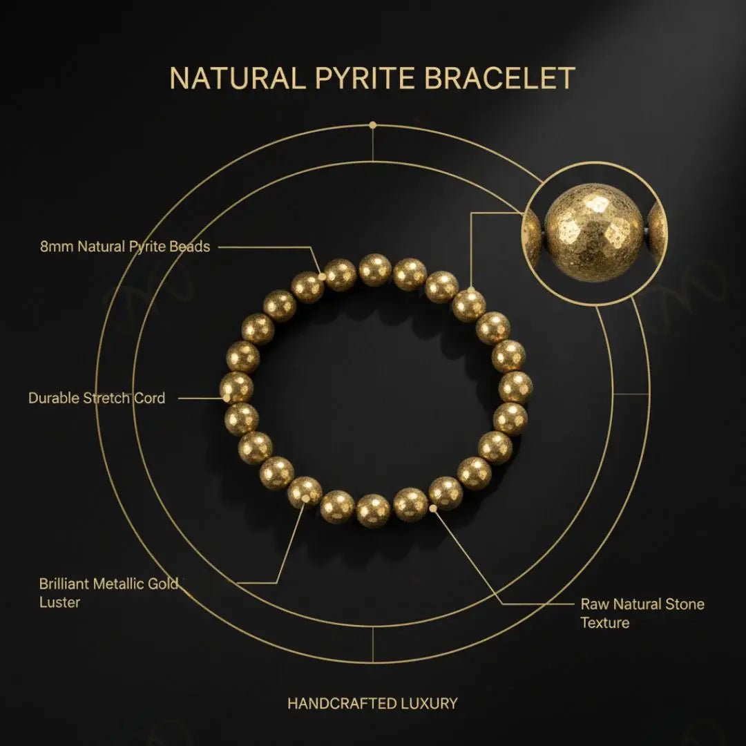 MantraMani Pyrite Bracelet - Energized Vedic Gemstone Jewelry - MantraMani