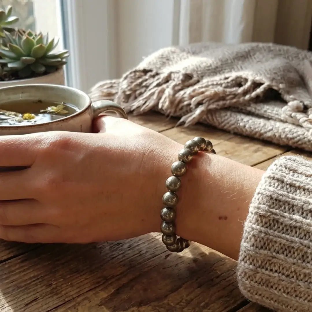 MantraMani Pyrite Bracelet - Energized Vedic Gemstone Jewelry - MantraMani