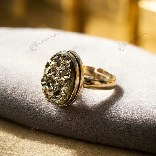 MantraMani Pyrite Ring: Attracts Wealth and Abundance