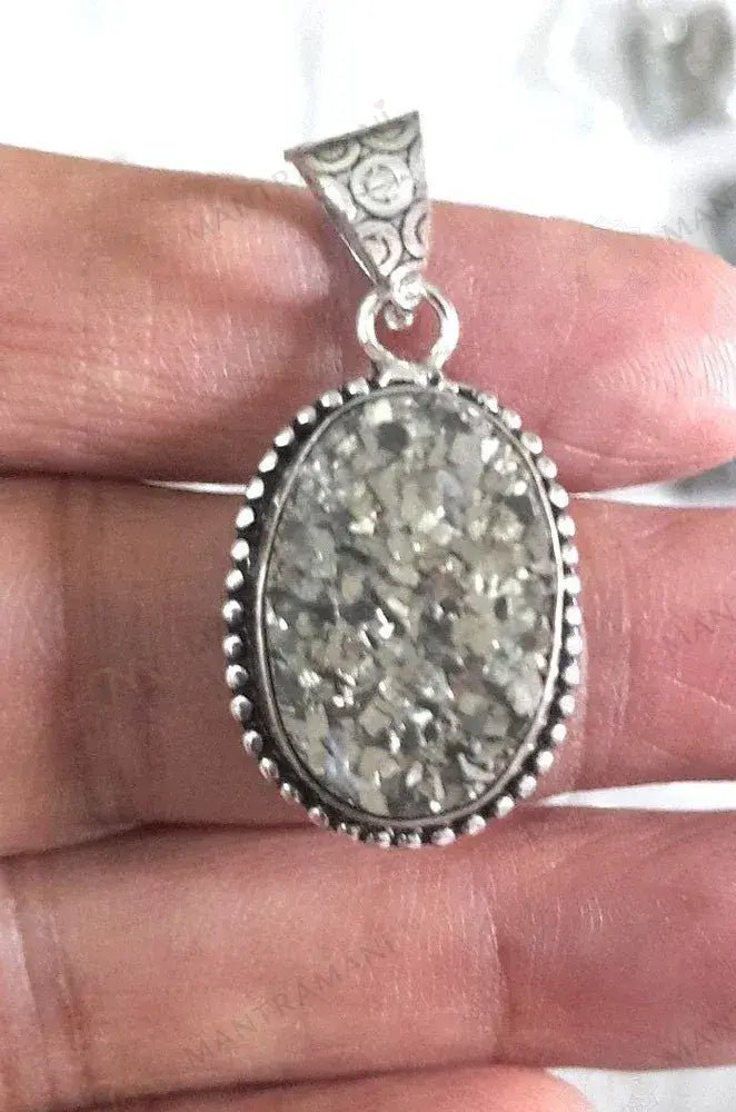 MantraMani Raw Pyrite Pendant - Energized Vedic Gemstone Jewelry - MantraMani