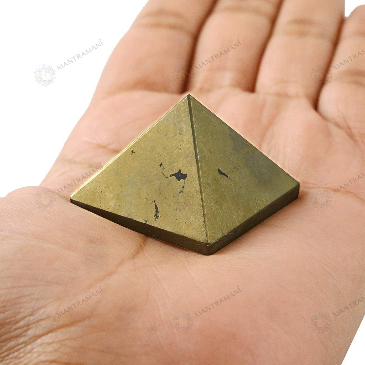 MantraMani Pyrite Small Pyramid - Energized Vedic Gemstone Jewelry - MantraMani