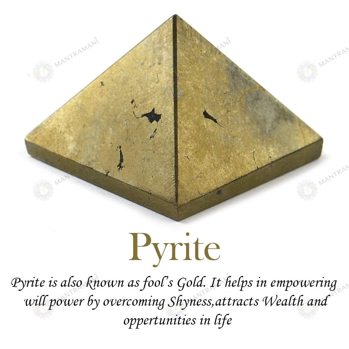MantraMani Pyrite Small Pyramid – Wealth Attraction & Protection Crystal