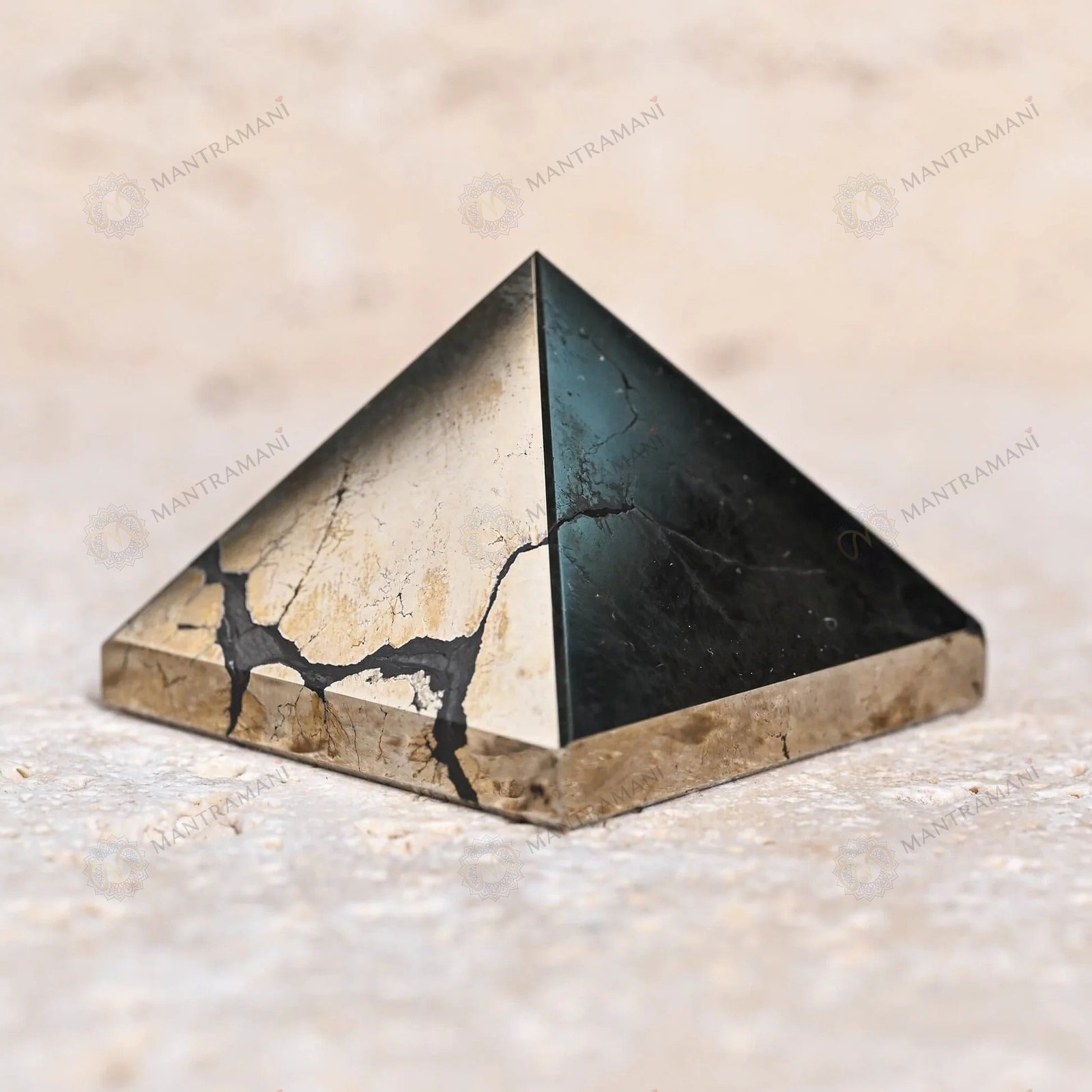 MantraMani Pyrite Small Pyramid - Energized Vedic Gemstone Jewelry - MantraMani