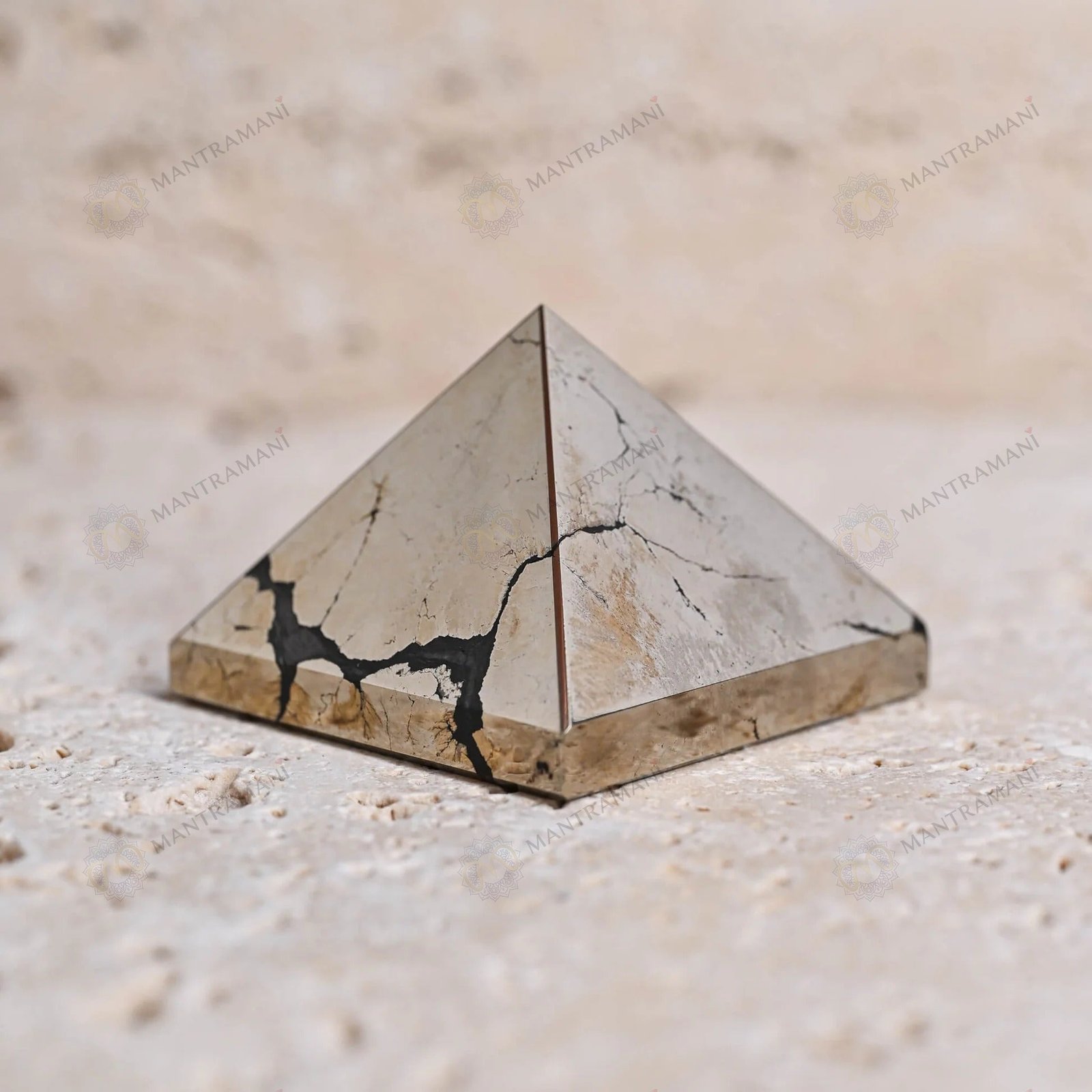 MantraMani Pyrite Small Pyramid - Energized Vedic Gemstone Jewelry - MantraMani