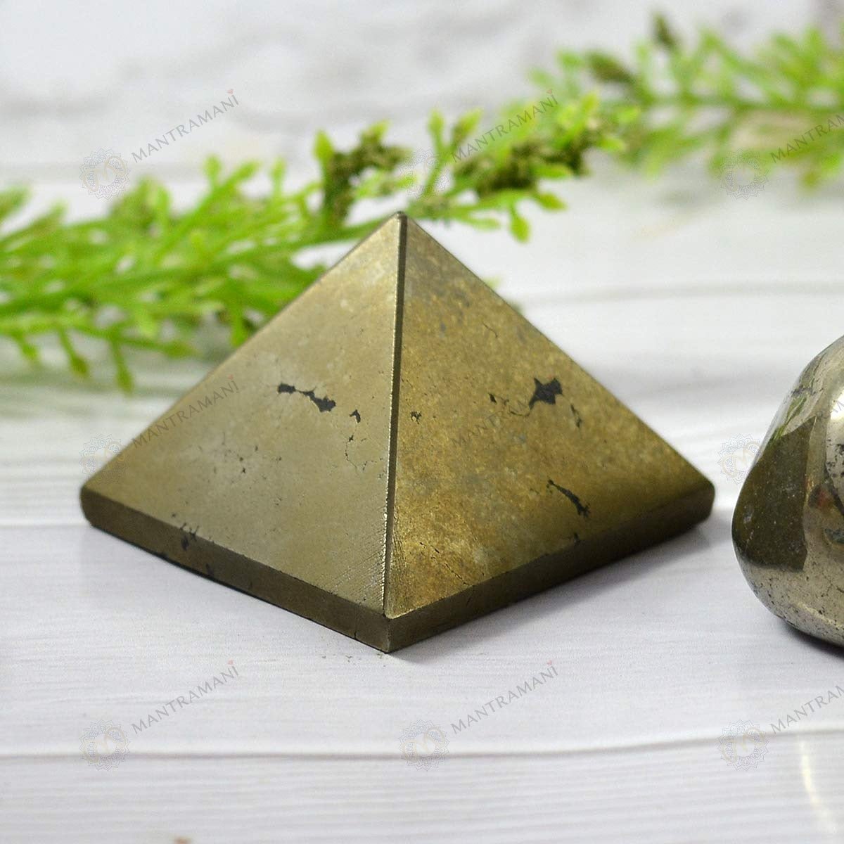 MantraMani Pyrite Small Pyramid - Energized Vedic Gemstone Jewelry - MantraMani
