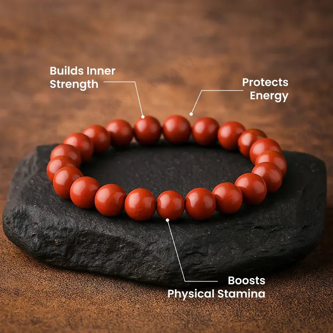 MantraMani Red Jasper Bracelet - Energized Vedic Gemstone Jewelry - MantraMani