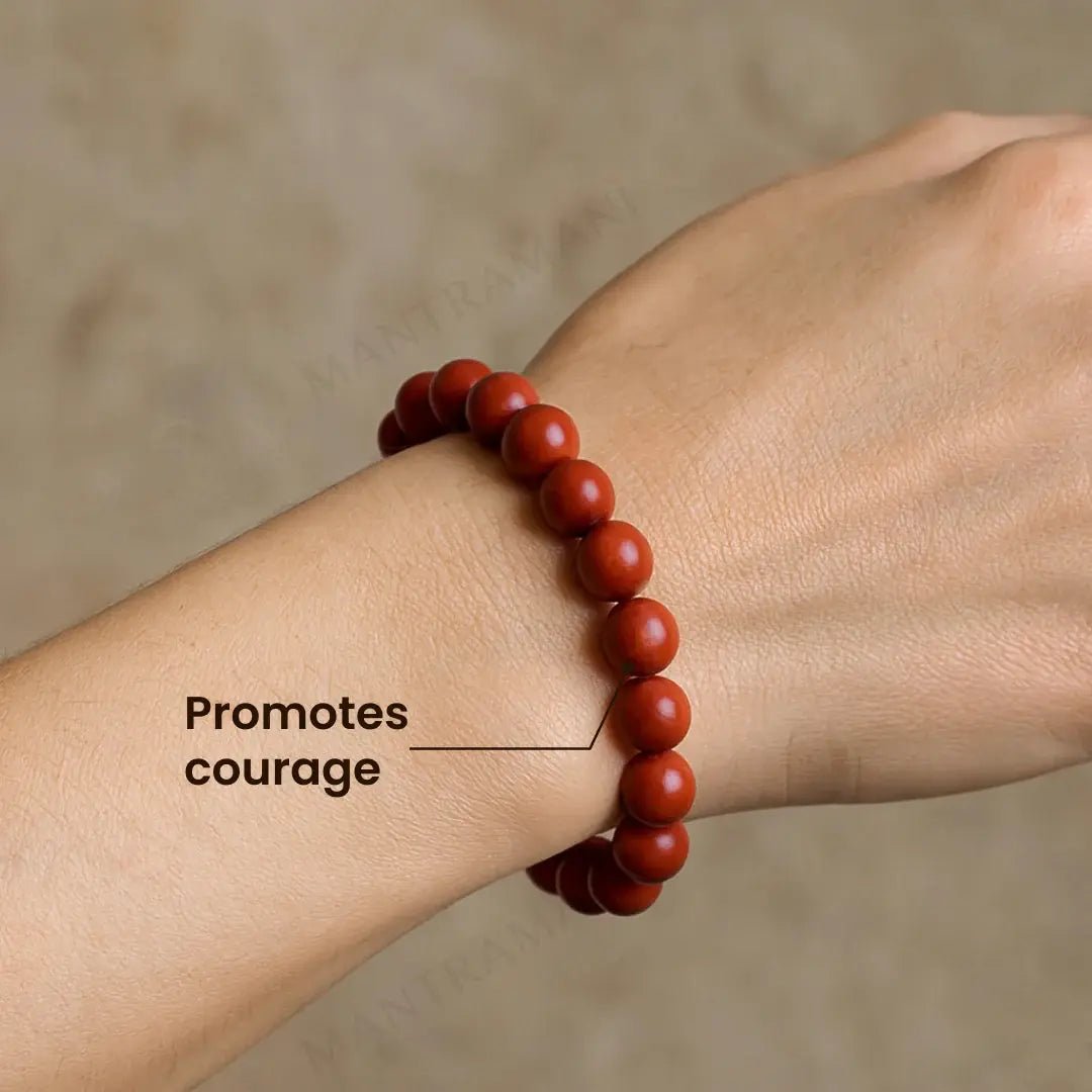 MantraMani Red Jasper Bracelet - Energized Vedic Gemstone Jewelry - MantraMani